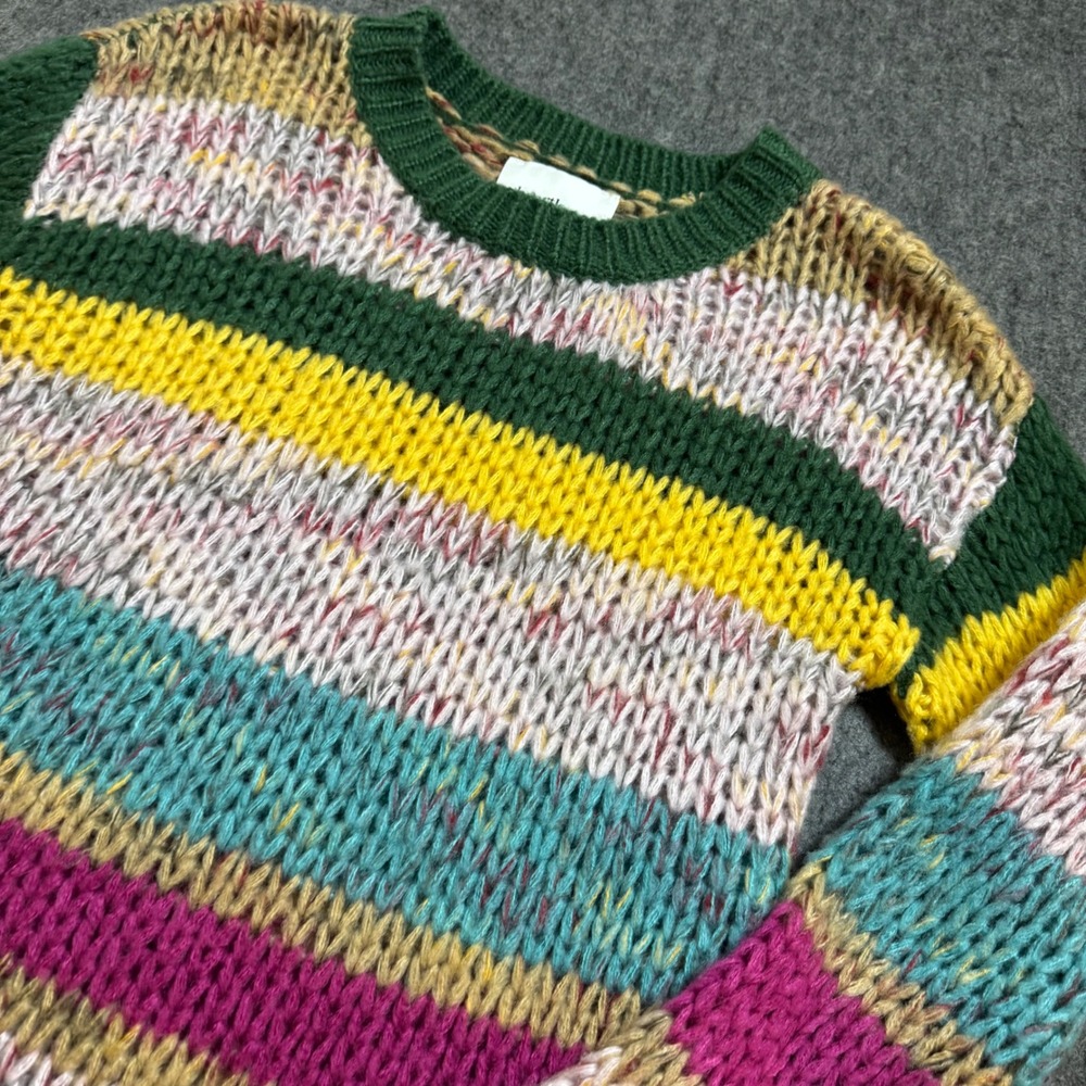Heartloom Womens XS Multi Color Striped Chunky Knit Crewneck Pullover Sweater - Picture 2 of 7